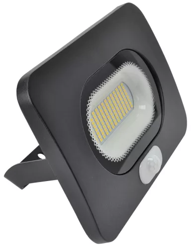 Tracon RSMDLM50 LED-es, SMD fényvető, mozgásérzékelővel, 50 W teljesítménnyel, fekete színben, 4000K színhőmérséklettel, IP65-ös védelemmel, 3750 lm fényerővel