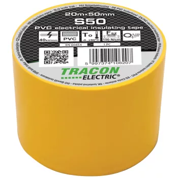 Tracon S50 PVC szigetelőszalag sárga 20m 50mm