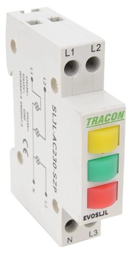 Tracon SLJL-AC230-SZP moduláris jelzőlámpa, 3db leddel (piros, sárga, zöld), 230V AC