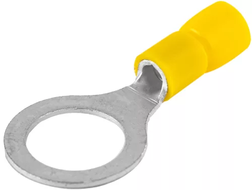 Tracon SSZ10 szigetelt szemes saru, 6mm2, M10, (d1=3,4mm, d2=10,5mm), sárga, ónozott elektrolitréz