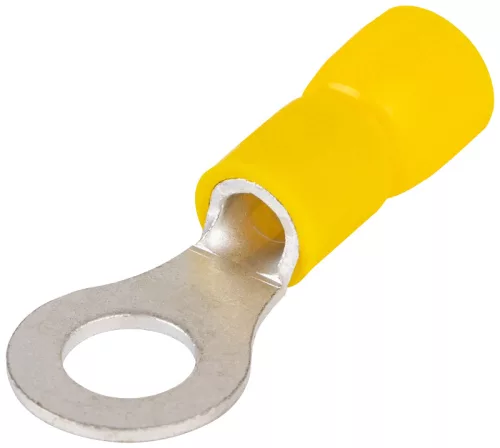 Tracon SSZ3 szigetelt szemes saru, 6mm2, M3, (d1=3,4mm, d2=3,7mm), sárga, ónozott elektrolitréz