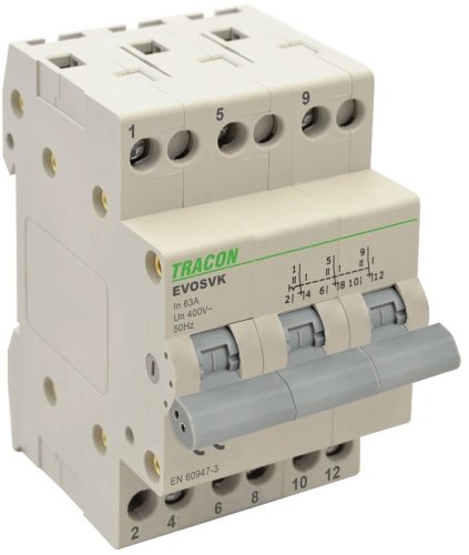 Tracon SVK3-16 moduláris váltókapcsoló (I-II) 3P 16A