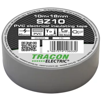 Tracon SZ10 PVC szigetelőszalag szürke 10m 18mm