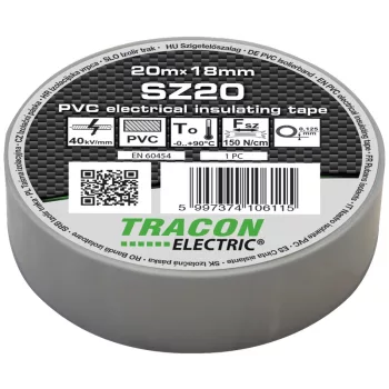 Tracon SZ20 PVC szigetelőszalag szürke 20m 18mm