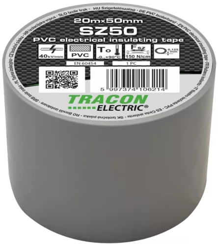 Tracon SZ50 PVC szigetelőszalag szürke 20m 50mm