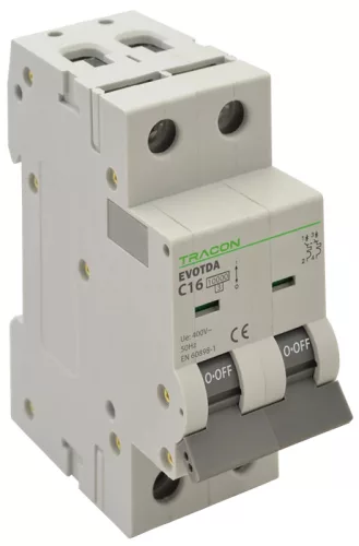 Tracon TDA-2B-6 Kismegszakító 2P, 6A, B karakterisztika, 10kA