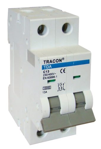 Tracon TDA-2C-1 Kismegszakító 2P, 1A, C karakterisztika, 10kA