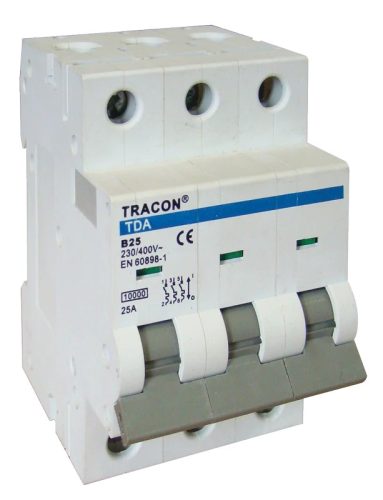Tracon TDA-3C-1 Kismegszakító 3P, 1A, C karakterisztika, 10kA