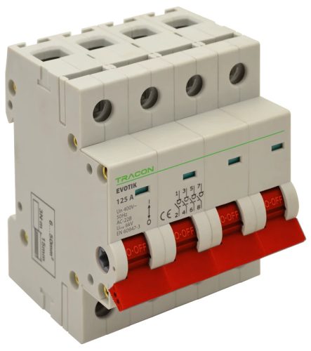 Tracon TIK4-20 moduláris leválasztó kapcsoló, 4P 20A
