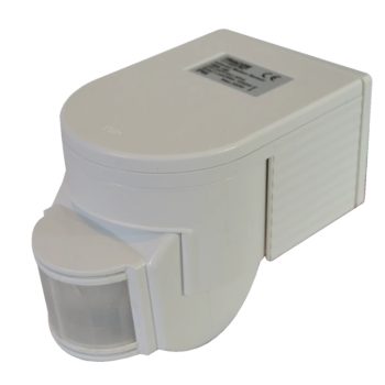   Tracon, TMB-108, kültéri oldalfali mozgásérzékelő, 180° érzékelési szög, 3-2000 Lux beállítható megvilágítás, 10mp-7p beállítható időkésleltetés, IP44, fehér (Tracon TMB-108)