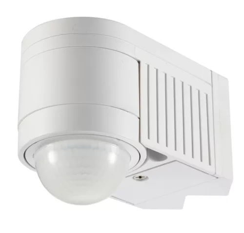 Tracon, TMB-118, kültéri oldalfali mozgásérzékelő, sarokelemmel, 360° érzékelési szög, 3-2000 Lux beállítható megvilágítás, 10mp-15p beállítható időkésleltetés, IP44, fehér (Tracon TMB-118)