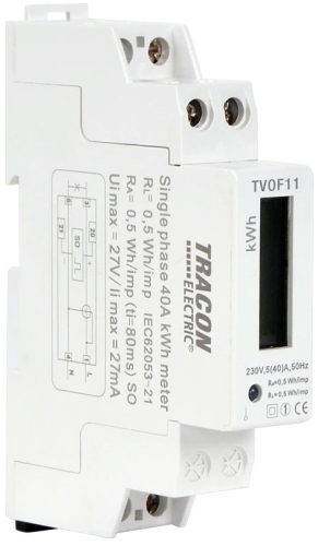 Tracon TVOF11 digitális fogyasztásmérő 1 fázis 5(40)A, 1 modul