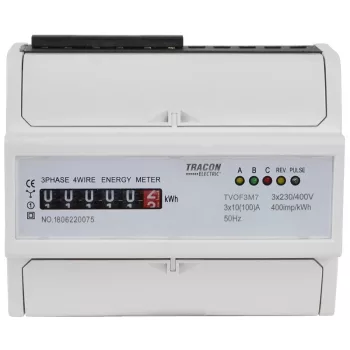   Tracon TVOF3M7 elektromechanikus fogyasztásmérő 3 fázis 10(100)A, 7 modul
