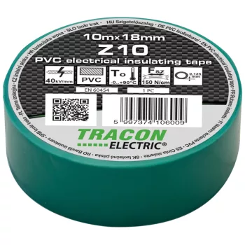 Tracon Z10 PVC szigetelőszalag zöld 10m 18mm