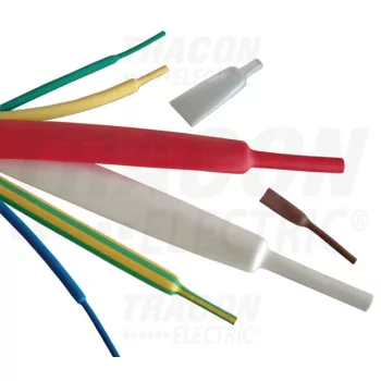   Tracon ZS127ZS Tracon ZS127ZS Zsugorcső, vékonyfalú, 2:1 zsugorodás, zöld/sárga 12,7/6,4mm, POLIOLEFIN
