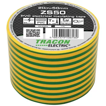 Tracon ZS50 PVC szigetelőszalag zöld-sárga 20m 50mm