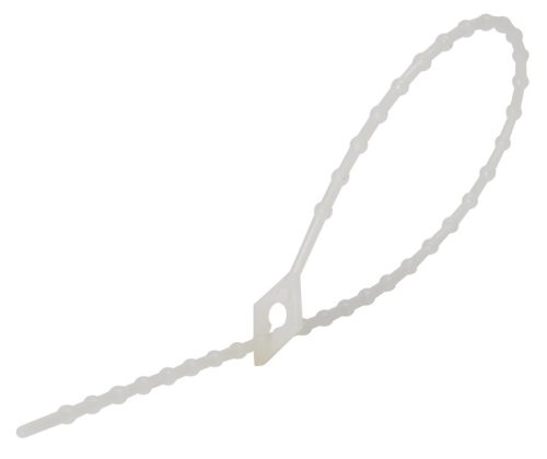 Tracon 120N-GY, Gyöngyös nyitható kábelkötegelő, natúr 120×1,3mm, D=6-25mm, PE