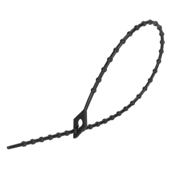 Tracon 160F-GY Gyöngyös nyitható kábelkötegelő, fekete, 150×1,7mm, D=4-38mm, PA6.6