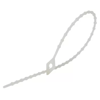 Tracon 180N-GY Gyöngyös nyitható kábelkötegelő, natúr, 180×2mm, D=8-45mm, PE