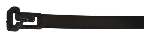 Tracon 261-NY, Nyitható kábelkötegelő, fekete 250×7.6mm, D=10-65mm, PA 6.6