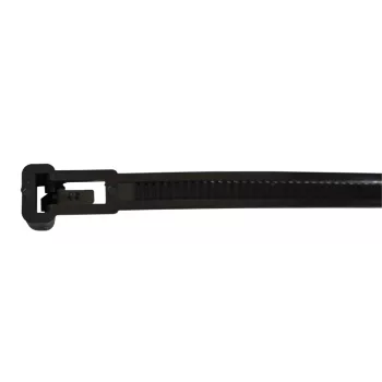 Tracon 281-NY Nyitható kábelkötegelő, fekete, 300×7.6mm, D=10-80mm, PA6.6