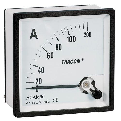 Tracon ACAM72-10, Analóg váltakozó áramú ampermérő közvetlen méréshez 72×72mm, 10A AC