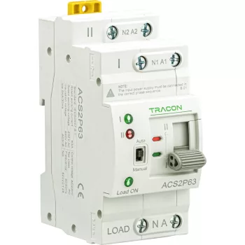 Tracon ACS2P63 automata választókapcsoló, 2 pólusú, 230 V AC, 63 A, 50/60 Hz