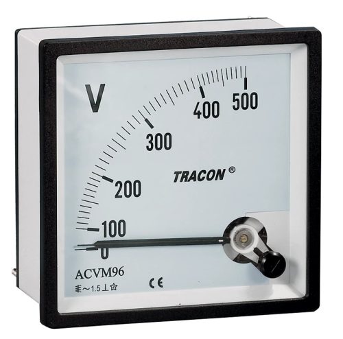 Tracon ACVM48-250, Analóg váltakozó áramú voltmérő 48×48mm, 250V AC