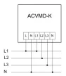 Tracon ACVMD-K-72-500, Digitális 3 fázisú váltakozó áramú voltmérő, direkt 72×72mm, 500V AC