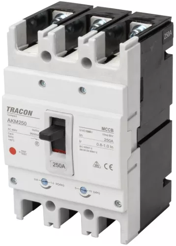 Tracon AKM2-180, Kompakt megszakító 3P,180A,Ir=(0,8-1,0)In,400/415V, 50/60Hz, Icu=36kA, Ics=25kA