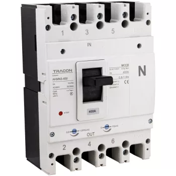   Tracon AKMN3-400 Kompakt megszakító 4P,400A,Ir=(0,8-1,0)In,400/415V, 50/60Hz, Icu=50kA, Ics=35kA