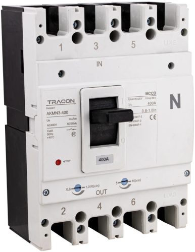 Tracon AKMN3-400 Kompakt megszakító 4P,400A,Ir=(0,8-1,0)In,400/415V, 50/60Hz, Icu=50kA, Ics=35kA