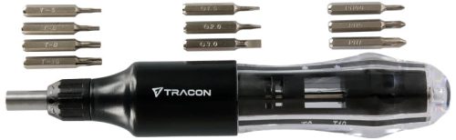 Tracon APCS10 Precíziós racsnis csavarhúzó beépített cserélhető fejekkel 168mm, 10 bit