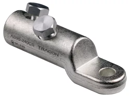 Tracon AS95-240CS Szakadófejes csavaros alumínium szemes csősaru 95-240mm2, 2xM19