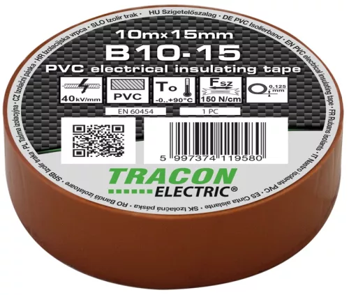 Tracon B10-15 PVC szigetelőszalag barna 10m 15mm