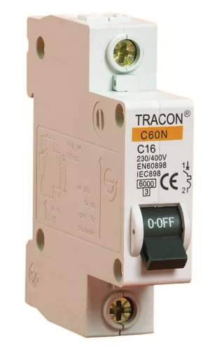 Tracon B60-32-1, Kismegszakító, 1 pólus, B karakterisztika 32A, 6kA