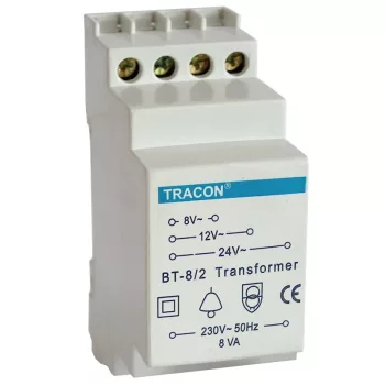   Tracon BT-8/2, Biztonsági (csengő) transzformátor 230V / 8-12-24V AC, max.8 VA