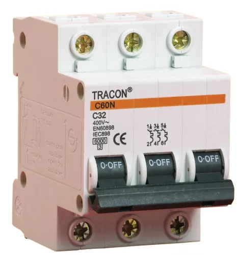 Tracon C60-16-3, Kismegszakító, 3 pólus, C karakterisztika 16A, 6kA