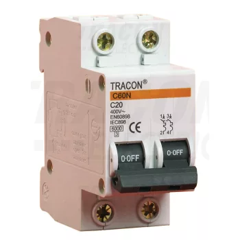   Tracon C60-4-2, Kismegszakító, 2 pólus, C karakterisztika 4A, 6kA