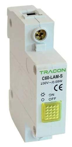 Tracon C60-LAM-S, Sorolható jelzőlámpa, sárga 250V AC, 0.6W, Glimm