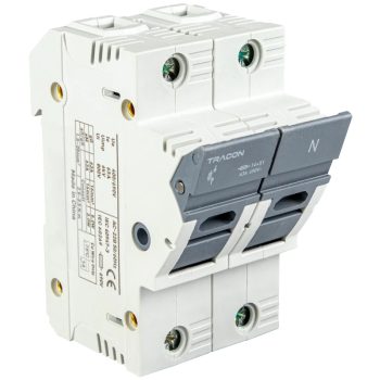   Tracon CFBL1P+N50 Szakaszolókapcsoló-biztosító hengeres bizt.hoz, maszkolható 50A, 14x51mm, Un=400V/690V, 1P+N right, LED