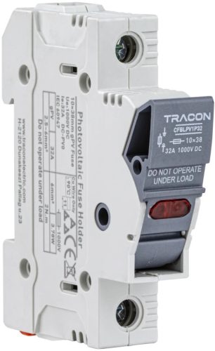 Tracon CFBL1P32 Szakaszolókapcsoló-biztosító hengeres bizt.hoz, maszkolható 32A, 10x38mm, Un=400V/690V, 1P, LED