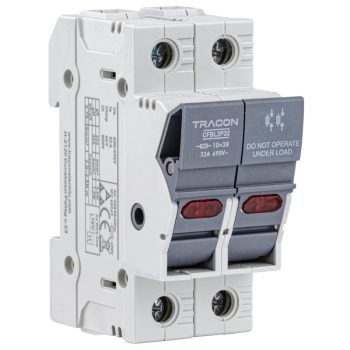   Tracon CFBL2P50 Szakaszolókapcsoló-biztosító hengeres bizt.hoz, maszkolható 50A, 14x51mm, Un=400V/690V, AC22B, 2P, LED