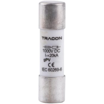  Tracon CFPV-10X38-25 Hengeres biztosító PV gPV, 25A,1000VDC,20kA,10x38