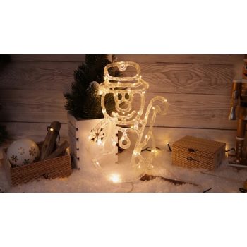   Tracon CHRASM30WW LED karácsonyi ablakdísz,hóember,elemes Timer 6+18h, 30LED, 3000K, 3xAA ( CHRASM30WW )