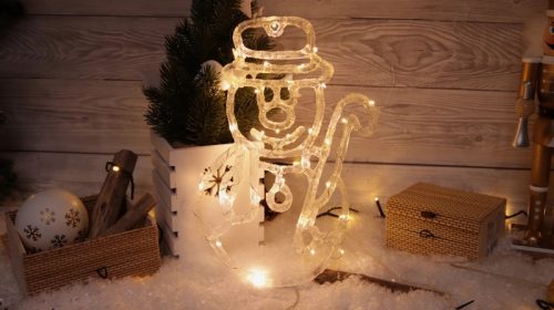 Tracon CHRASM30WW LED karácsonyi ablakdísz,hóember,elemes Timer 6+18h, 30LED, 3000K, 3xAA ( CHRASM30WW )