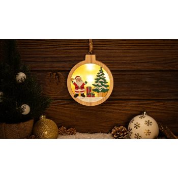   Tracon CHRHCS5WW LED karácsonyi ablakdísz,télapó,kör,elemes (X24012), Timer 6+18h, 5LED, 3000K, 2xAAA