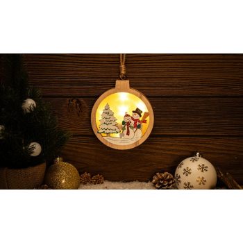   Tracon CHRHCSN5WW LED karácsonyi ablakdísz,hóember,kör,elemes (X24011), Timer 6+18h, 5LED, 3000K, 2xAAA