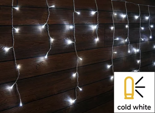 Tracon CHRIOB5CW Karácsonyi jégcsap fényfüggöny, kültéri/beltéri 230VAC, 5+5M, 125LED, 3,6W, hideg fehér ( 12000-13000K ) színhőmérséklettel, IP44 ( CHRIOB5CW )