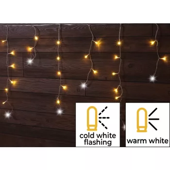   Tracon CHRIOSC10WW Karácsonyi sziporkázó jégcsap fényfüggöny, kültéri/beltéri 230VAC, 5+10M, 250LED, 6W, meleg fehér ( 2600-2700K ) színhőmérséklettel, IP44 ( CHRIOSC10WW )